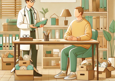 Therapist and a client discussing hoarding disorder. 