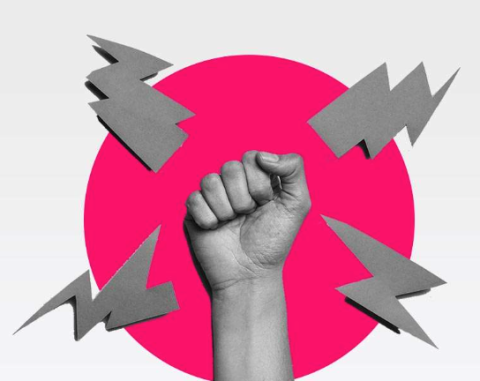 Fist up as a sign of empowerment 