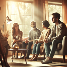 Family therapy image with warm tones