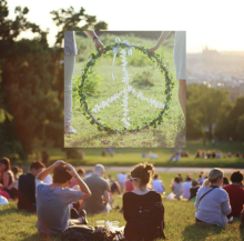 people and a peace sign