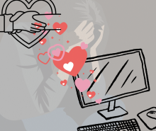 computer heart help sad woman